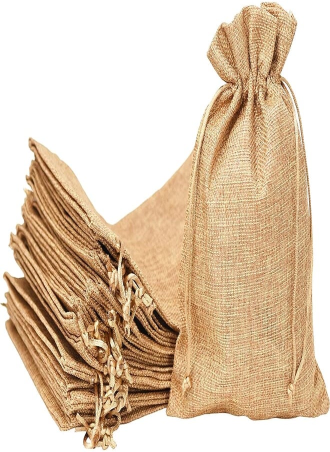 Mandala Crafts Mandala Crafts Burlap Bags with Drawstring - 7x9 Inches Drawstring Pouch Set - Bulk Rustic Linen Burlap Drawstring Bags for Burlap Gift Bags Wedding Party Coffee Candy Favor Bags 20 PCs 