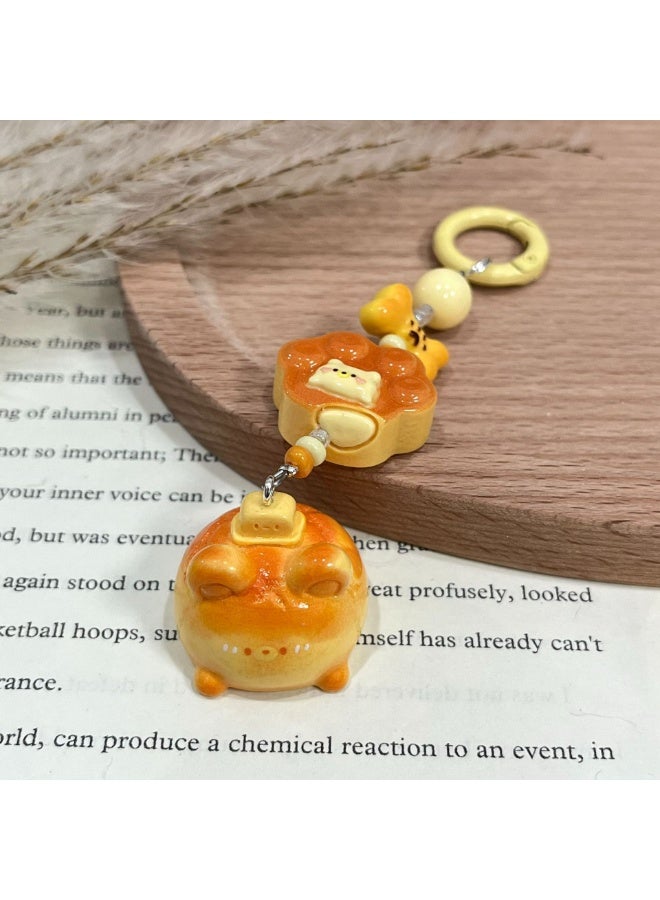 NIBEMINENT Phone Charm/ Chain Strap for Women Girls, Pineapple Bun Cell Phone Case Lanyard Wrist Strap