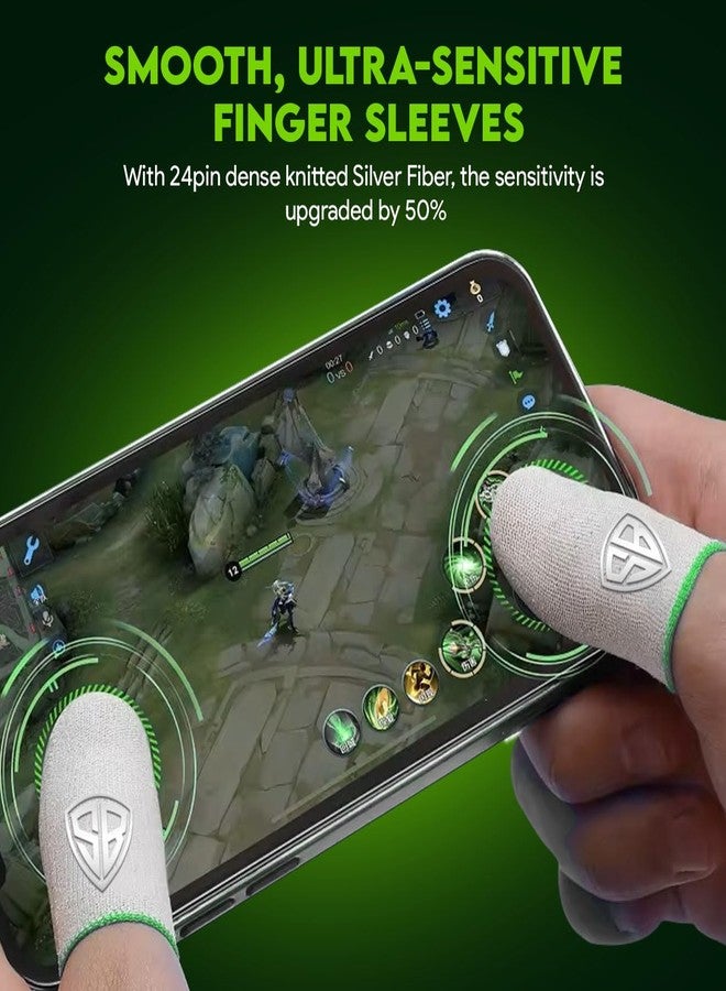 SpinBot Silver Fiber Thumb & Finger Sleeve for Mobile Game (4 Pieces), Pubg,Cod,Freefire -with Metal Carry Box-Pack of 2 Pair - Image 2