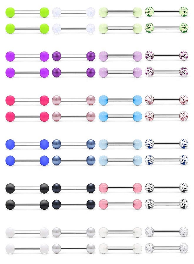Cisyozi 16G Nipple Tongue Rings for Women Glow Drak Flexible Plastic Straight Stainless Surgucal Steel Tongue Nipple Barbell Bar Ring Nipplerings Shield Rings Retainer Piercing Jewelry Women Men 16mm - Image 1