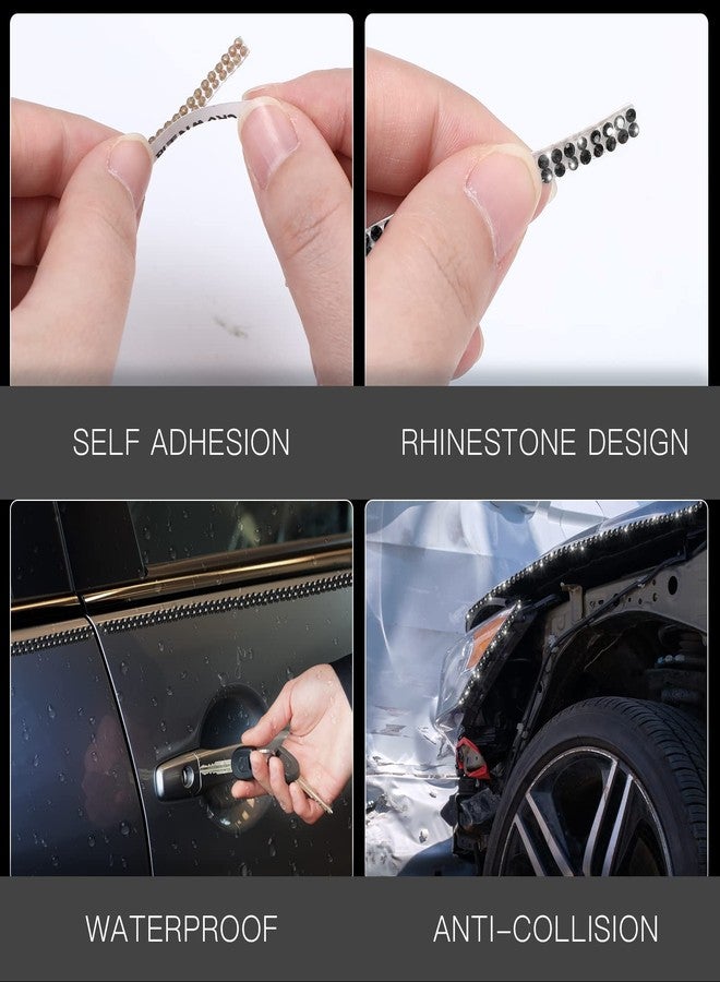 كينغدير زينة سيارة لامعة ذاتية اللصق، إكسسوارات داخلية وخارجية للسيارة، إكسسوارات سيارات للنساء، زينة لوحة القيادة، إكسسوارات سيارات مرصعة بأحجار الراين، ملصقات لامعة لتزيين السيارة (16.4 قدم، أسود) - Image 4