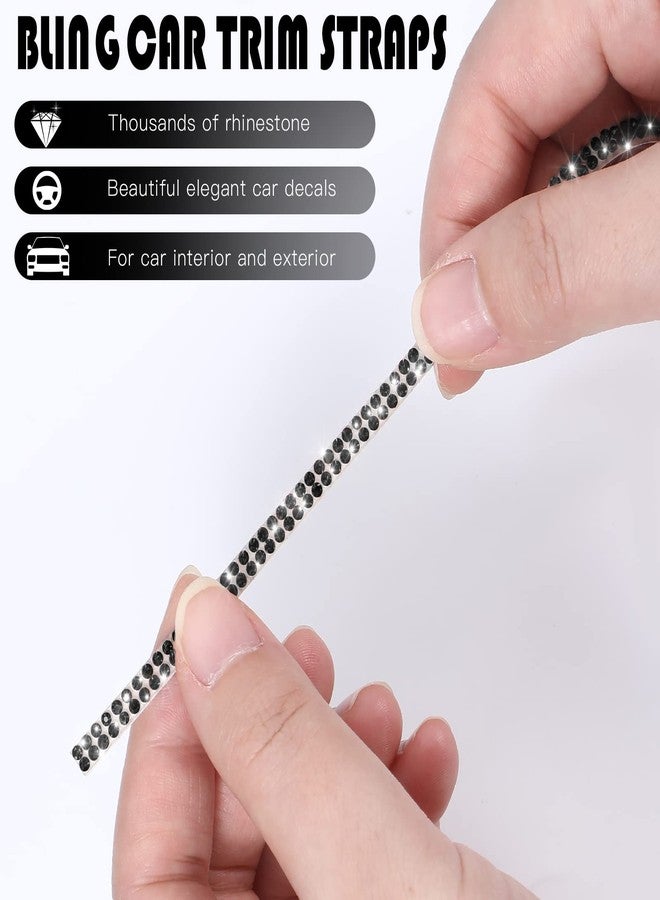 كينغدير زينة سيارة لامعة ذاتية اللصق، إكسسوارات داخلية وخارجية للسيارة، إكسسوارات سيارات للنساء، زينة لوحة القيادة، إكسسوارات سيارات مرصعة بأحجار الراين، ملصقات لامعة لتزيين السيارة (16.4 قدم، أسود) - Image 3