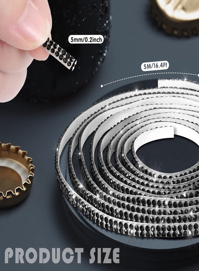 كينغدير زينة سيارة لامعة ذاتية اللصق، إكسسوارات داخلية وخارجية للسيارة، إكسسوارات سيارات للنساء، زينة لوحة القيادة، إكسسوارات سيارات مرصعة بأحجار الراين، ملصقات لامعة لتزيين السيارة (16.4 قدم، أسود) - Image 2