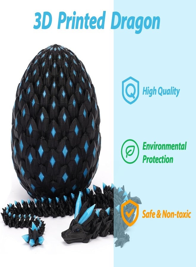 BuQueHM 3D Printed Dragon Glow in the Dark with Matching Egg – Articulated UV Reactive Crystal 3D Dragon Set, 10.63in Flexible Design, Collectible Display Model for Fantasy Lovers (Blue) - Image 4