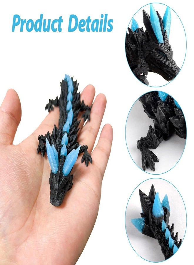 BuQueHM 3D Printed Dragon Glow in the Dark with Matching Egg – Articulated UV Reactive Crystal 3D Dragon Set, 10.63in Flexible Design, Collectible Display Model for Fantasy Lovers (Blue) - Image 5