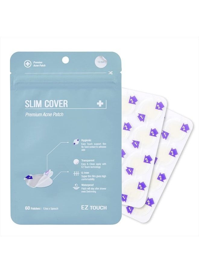EZ Touch - Acne Pimple Patch(60 count) Easy & Clean New Concept Absorbing Hydrocolloid Patch Attachable Without Touching Acne Stickers (Slim & Clear) - Image 1