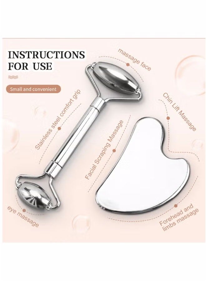 LIVQORA Stainless Steel Facial Roller And Gua Sha Face Body Treatment, Reduce Puffiness, Facial Tension, Durable - Image 3