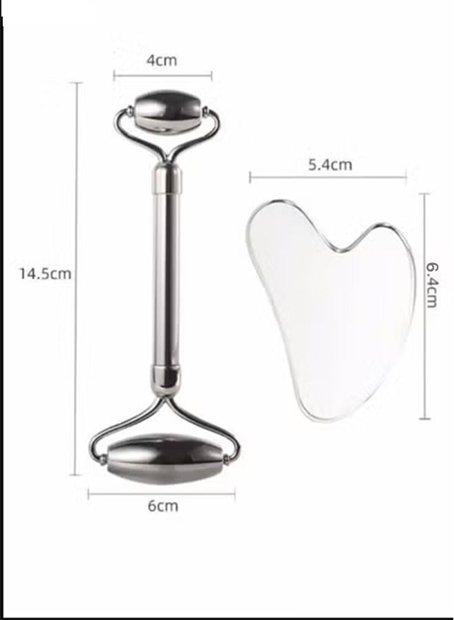 LIVQORA Stainless Steel Facial Roller And Gua Sha Face Body Treatment, Reduce Puffiness, Facial Tension, Durable - Image 2