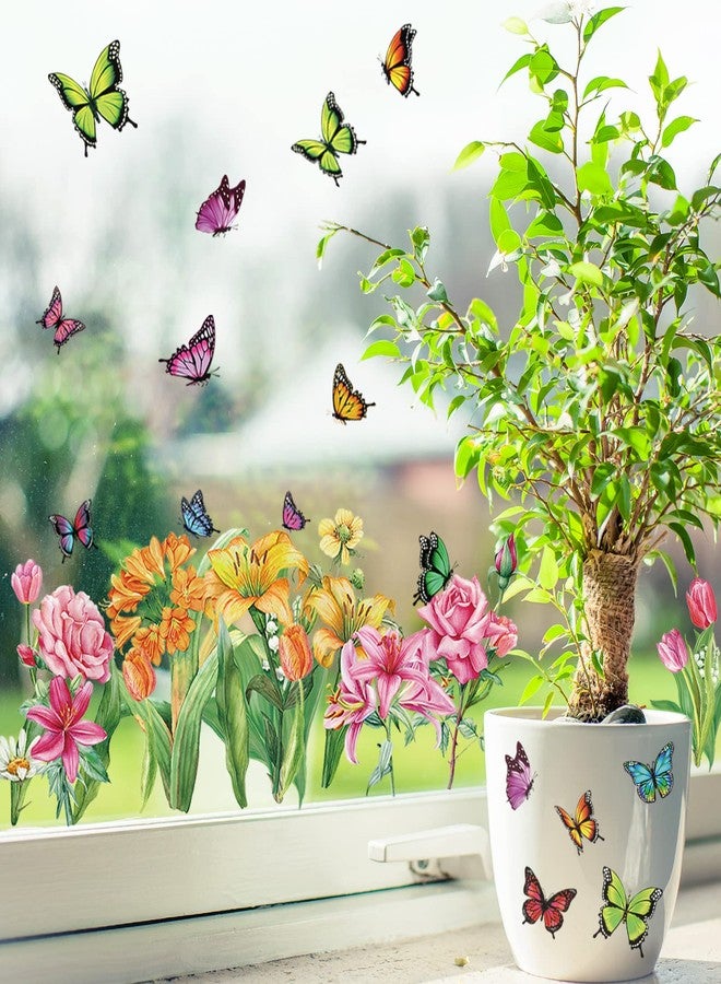 وولاين مجموعة ملصقات نوافذ من والين، 9 أوراق، بتصميم فراشات ملونة، ربيعية وصيفية، ذات وجهين، مضادة للاصطدام، قابلة لإعادة الاستخدام، لمنع اصطدام الطيور بالزجاج، غير لاصقة، مناسبة لنوافذ المنزل - Image 3