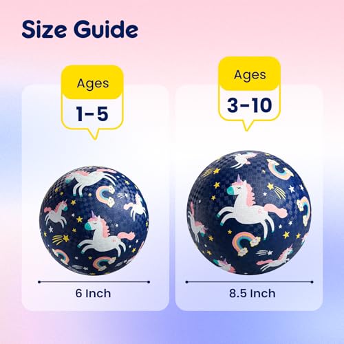 U&C Planet UC Planet Playground Balls for Toddler 13 2 Pack 6 inches Rubber Balls with Pump Kickball Outdoor Indoor Game for Kids 15 Years Catoon Balls with Unicorn Butterfly for Boys Girls - Image 5