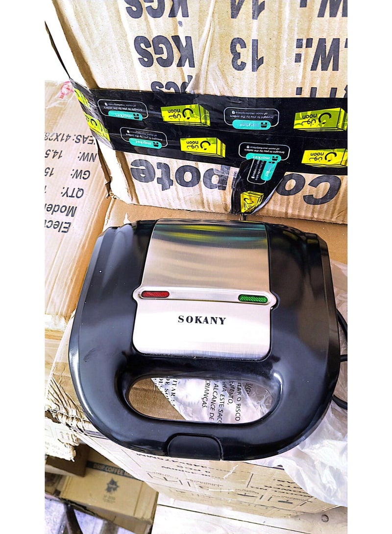 سوكاني ماكينة صنع الوافل من سوكاني بطلاء غير لاصق،750 واط وش استنلس عازل للحرارة ، صانع كيك كهربائي للفطائر والبسكويت والشافل والوجبات الخفيفة KJ-108 - Image 5