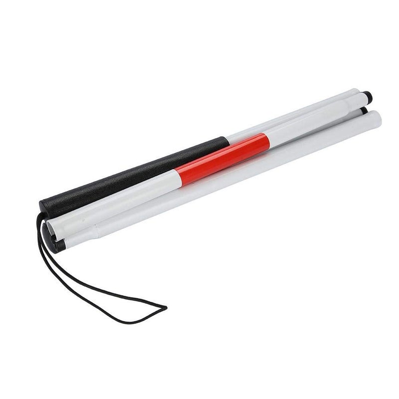 woobles Folding Blind Cane, Aluminum Walking Stick with Red Reflective Tape, Rubber Handle and Wrist Strap, 48 Inch Length- - Image 5