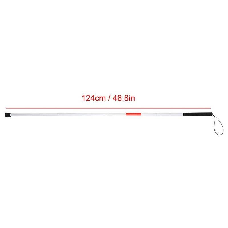 woobles Folding Blind Cane, Aluminum Walking Stick with Red Reflective Tape, Rubber Handle and Wrist Strap, 48 Inch Length- - Image 3