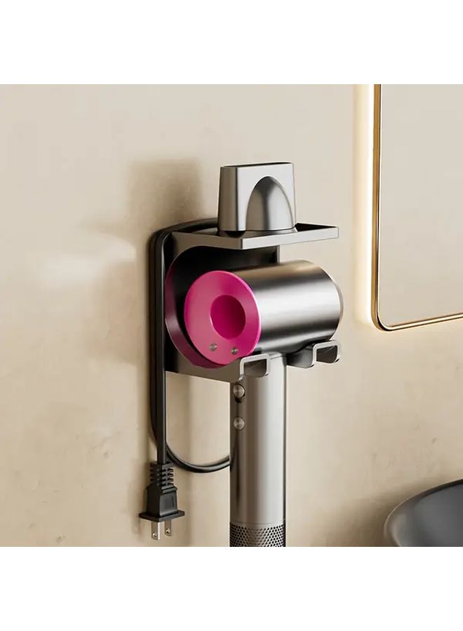White Wall Mounted Hair Dryer Holder With Mesh Guard And Curved Design - Image 2