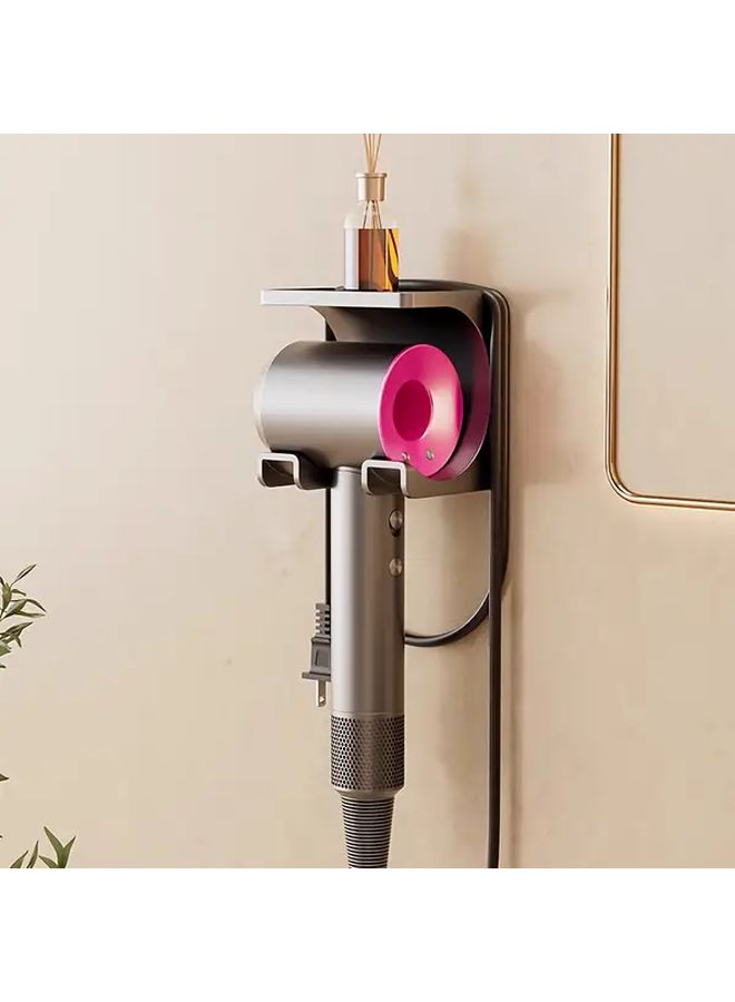 White Wall Mounted Hair Dryer Holder With Mesh Guard And Curved Design - Image 5
