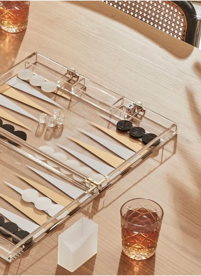 SUNNY LIFE Lucite Backgammon Whiskey Noir