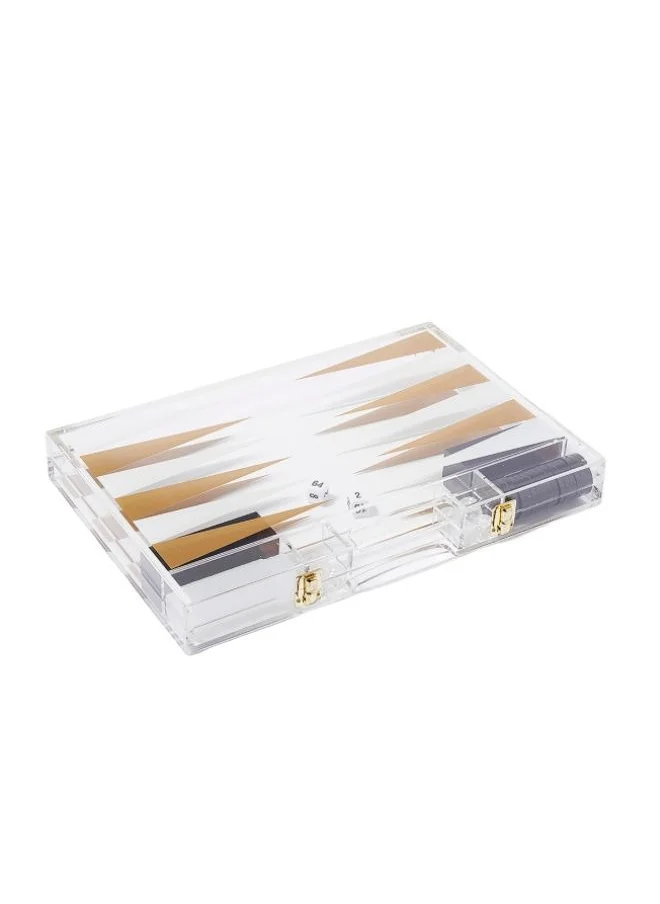 SUNNY LIFE Lucite Backgammon Whiskey Noir