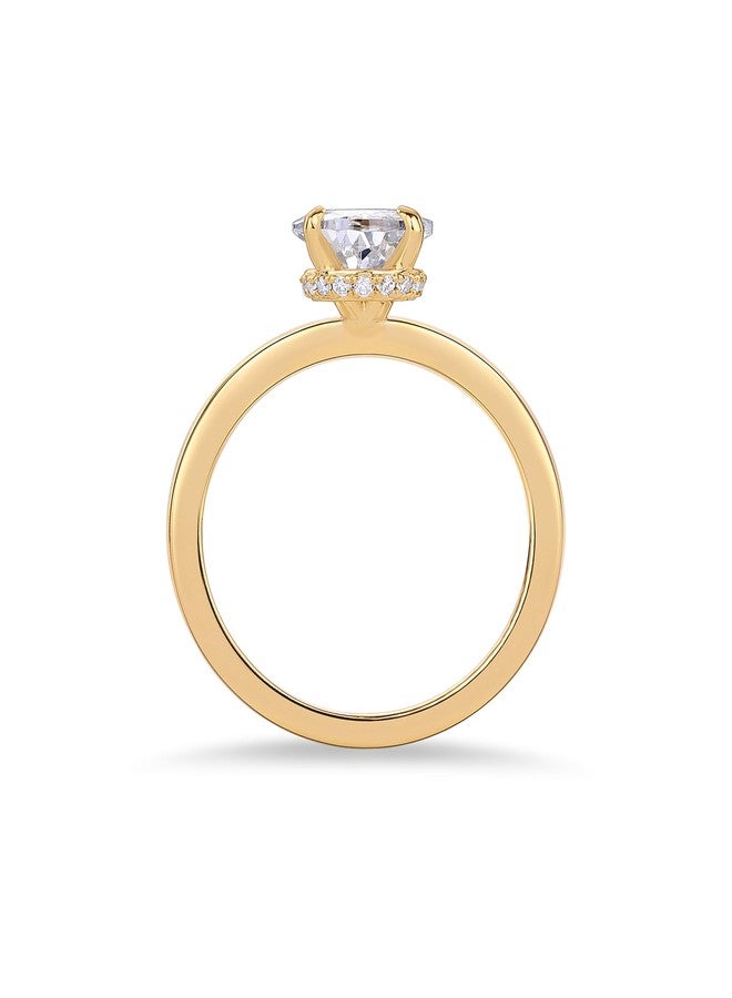 PAVOI 14K Yellow Gold Plated Simple Eternity Band with 2.5CT Pear Cubic Zirconia Hidden Halo Bridal Wedding Promise Engagement Ring for Women - Statement Ring - Size 7 - Image 3