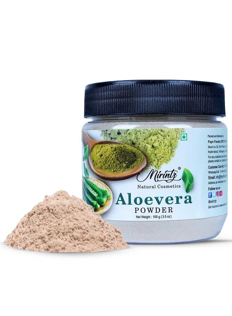 Mirintz Aloe Vera Powder for Hair & Skin Care | (100 gms) Pure Powder for Hair Growth | Natural Aloe Vera Face Powder | Cooling, Moisturizing & Soothing for Hair & Skin Mask - Image 1