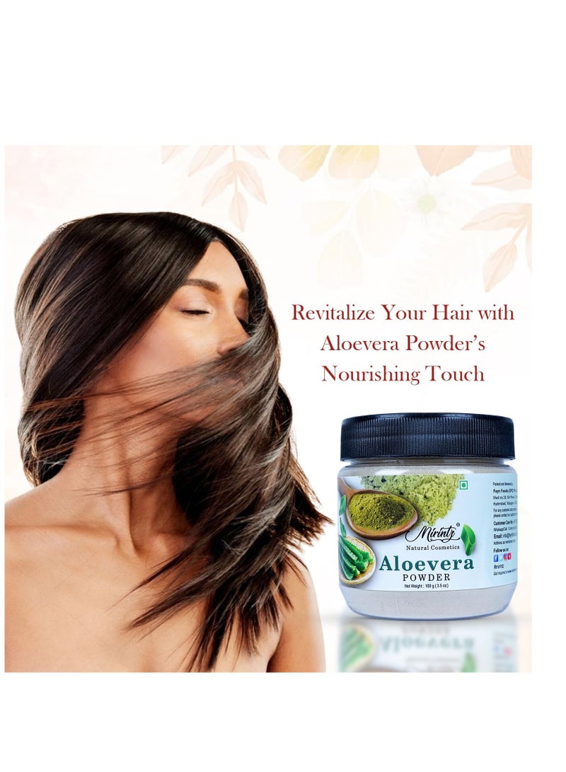 Mirintz Aloe Vera Powder for Hair & Skin Care | (100 gms) Pure Powder for Hair Growth | Natural Aloe Vera Face Powder | Cooling, Moisturizing & Soothing for Hair & Skin Mask - Image 2