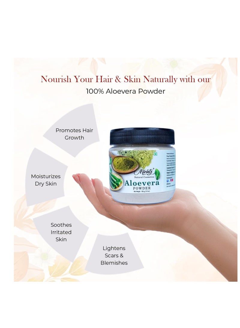 Mirintz Aloe Vera Powder for Hair & Skin Care | (100 gms) Pure Powder for Hair Growth | Natural Aloe Vera Face Powder | Cooling, Moisturizing & Soothing for Hair & Skin Mask - Image 3