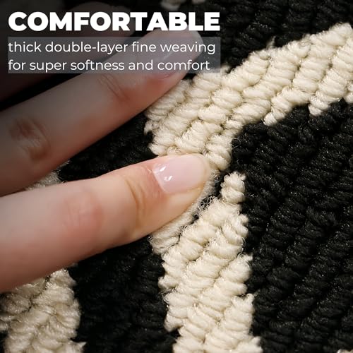 GIB cleaningtool GIB Kitchen Mats for Floor Set of 2, Kitchen Rugs Non Slip/Skid Washable Runner Rugs, Stain Resistant Comfort Standing Mats for Kitchen Laundry Sink Decor, Black Cream Checkered - Image 3