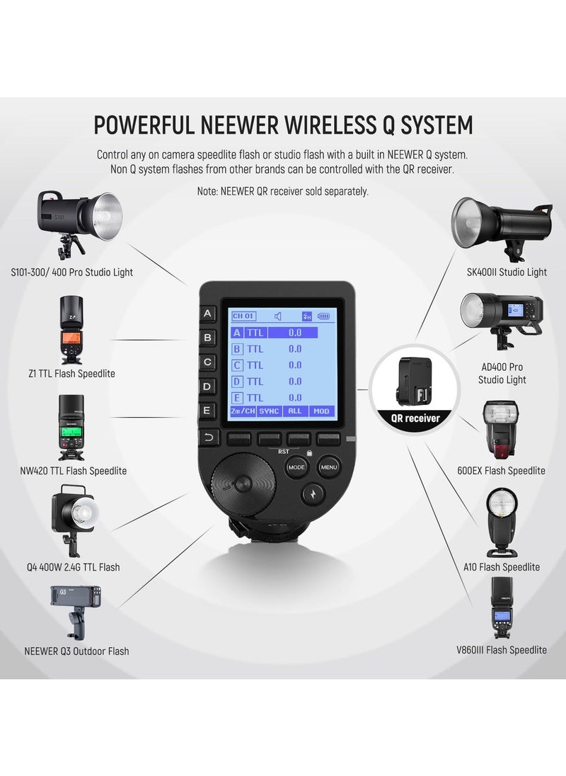 Generic - Wireless Flash Trigger QPRO-S TTL, Compatible with Sony 1/8000s HSS, Large LCD Screen Slanted Design 5 Group Buttons 9, Customizable Functions for Q4 Q3 Z2 Z1 Z760 NW760 S101-300W - Image 1