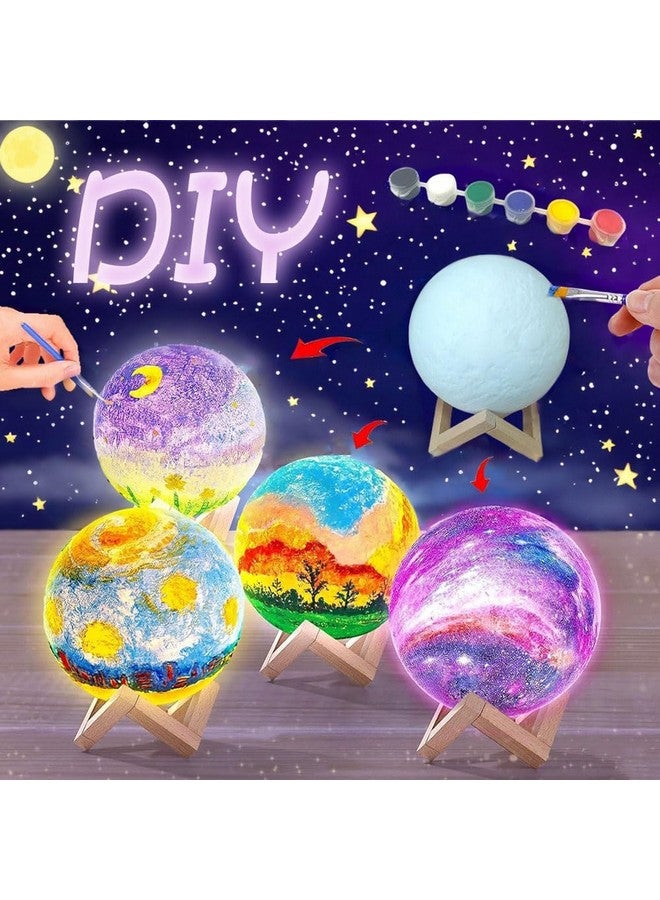 HOLA DIY 3D Moon Night Light, Paint Your Own Moon Lamp Kit, Arts Supplies and Crafts Kit, Ages 6 7 8 9 10 11 12 13 Year Old Girls Boys Kids Birthday Gifts - Image 3