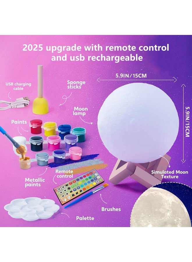 HOLA DIY 3D Moon Night Light, Paint Your Own Moon Lamp Kit, Arts Supplies and Crafts Kit, Ages 6 7 8 9 10 11 12 13 Year Old Girls Boys Kids Birthday Gifts - Image 2