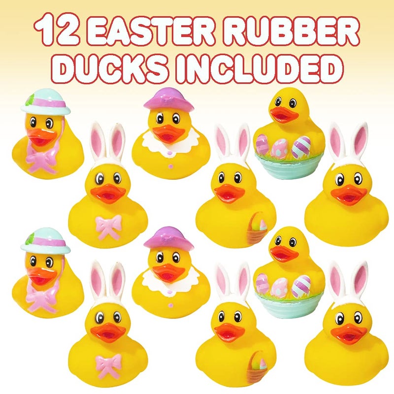 ArtCreativity 2.5 Inch Easter Rubber Ducks for Kids â€“ Pack of 12 Assorted Styles Mini Easter Ducks, Fun Egg Hunt Surprise Toys, Easter Party Favors, Jeep Ducks, and Easter-Themed Bath Toys for Kids - Image 2
