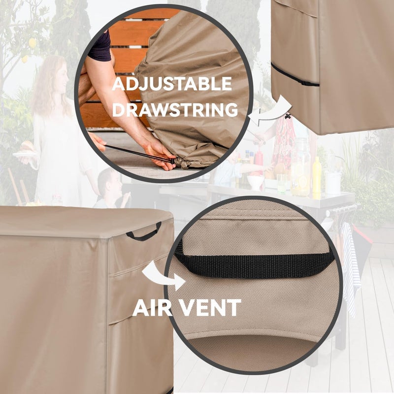 Wnanan Outdoor Prep Table Cover- Heavy Duty Waterproof Cover for Outdoor Stainless Steel Table,Compatible with 46 inch Outdoor Utility Cart and Storage Cabinet Khaki - Image 4