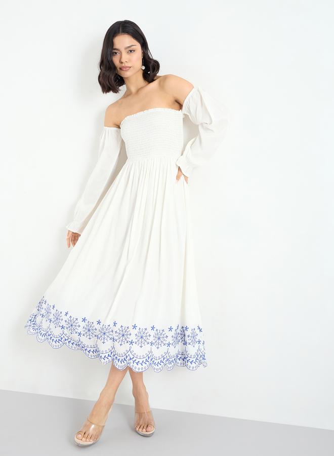 ستايلي فستان ميدي بتفاصيل مُطرزة - Image 2