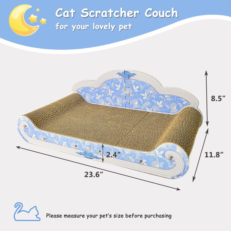 INRLKIT Luxury Cardboard Cat Scratcher Sofa Bed, Couch Shaped Cat Scratching Board, Cat Scratch Lounge with Catnip, Cat Scratcher for Indoor Cats(Floral) - Image 2