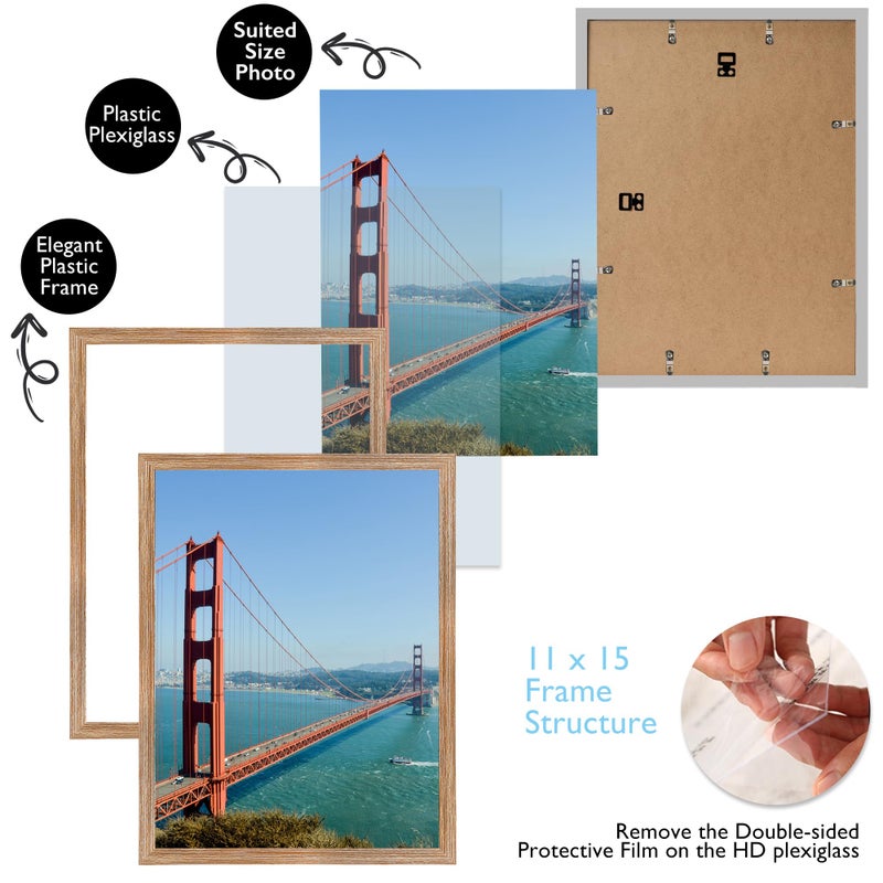 HEYTUYA 11x15 Picture Frame Rustic Brown for Wall Hanging  11 x 15 Frame  Wall Gallery Photo Frame with Shatter Resistant Plexiglas  Rustic Brown - Image 3