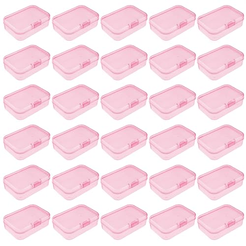 Goodma 30 Pieces Mini Rectangular Plastic Boxes Empty Storage Organizer Containers with Hinged Lids for Small Items and Other Craft Projects (Pink, 2.6 x 1.8 x 0.8 inch) - Image 1