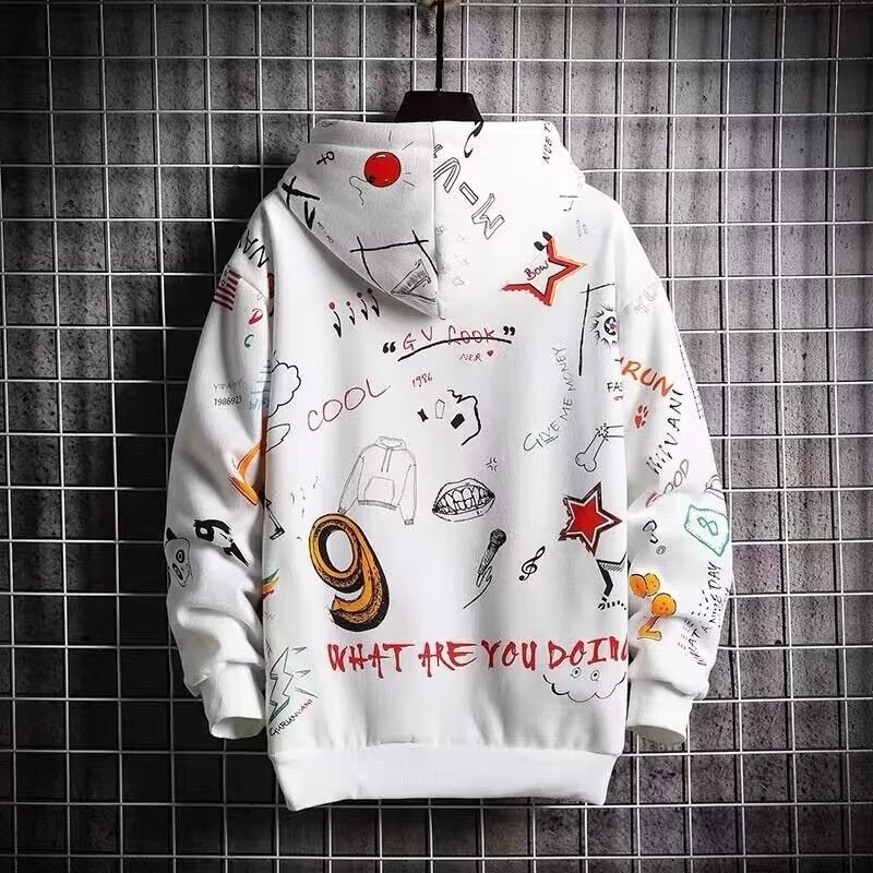 Cartoon Hoodie Korean Style Slim Fit for Boys Black - Image 4
