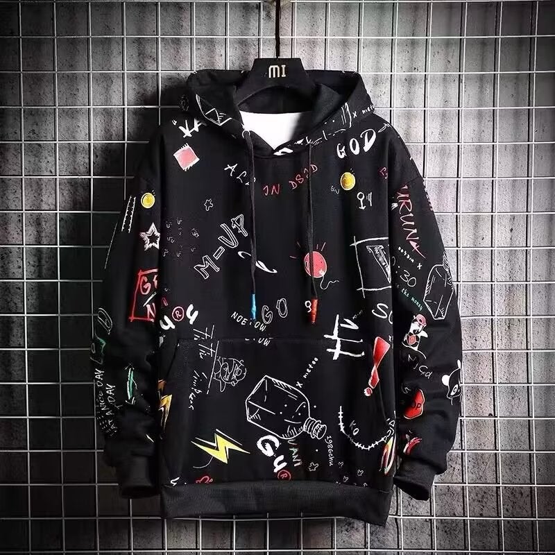 Cartoon Hoodie Korean Style Slim Fit for Boys Black - Image 2