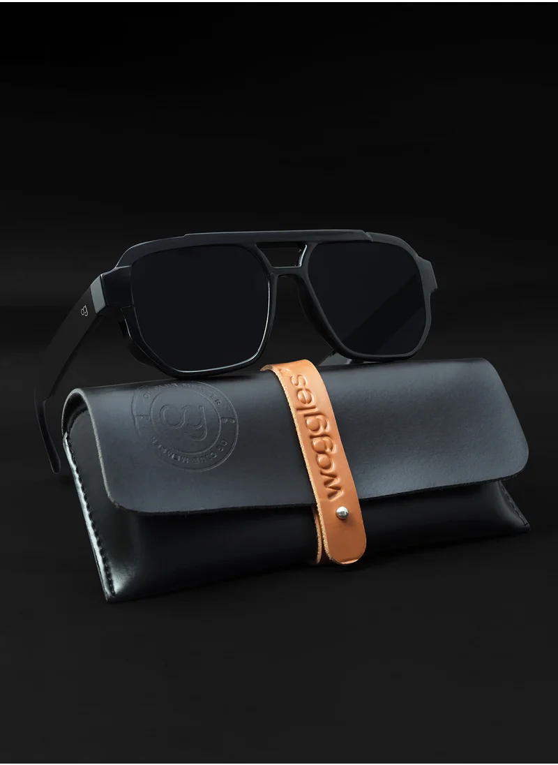 Woggles Uv-Protected Black Aviator Sunglasses