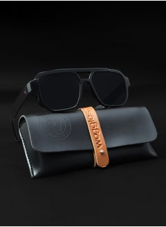 Uv-Protected Black Aviator Sunglasses
