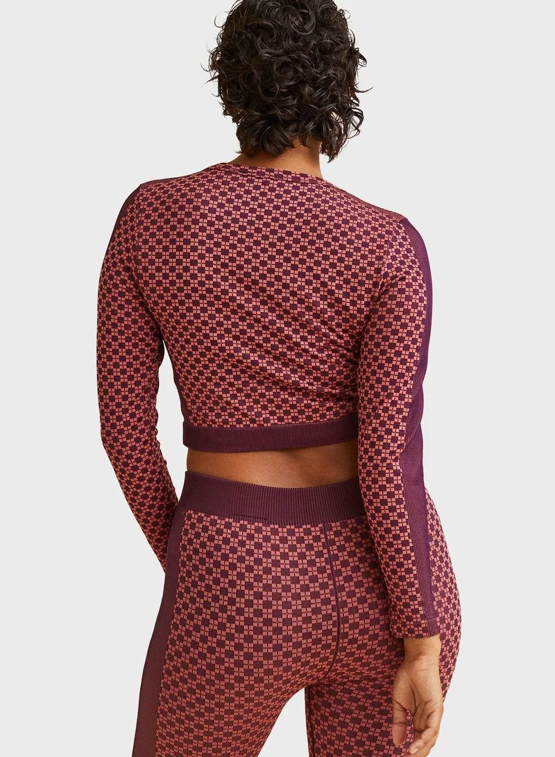 H&M Round Neck Printed Crop Top