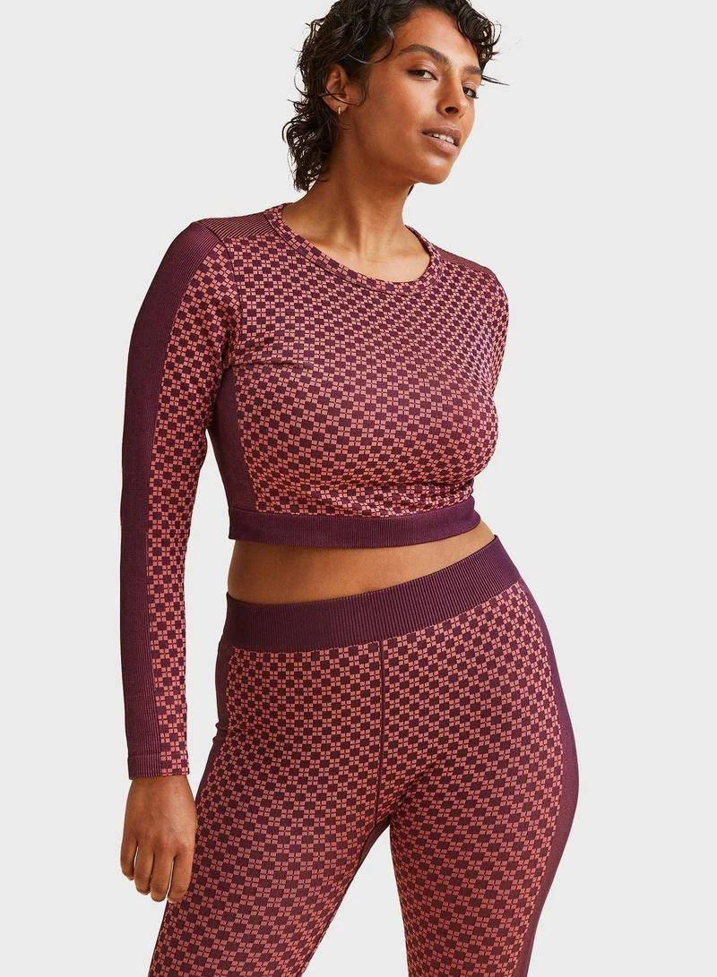 H&M Round Neck Printed Crop Top