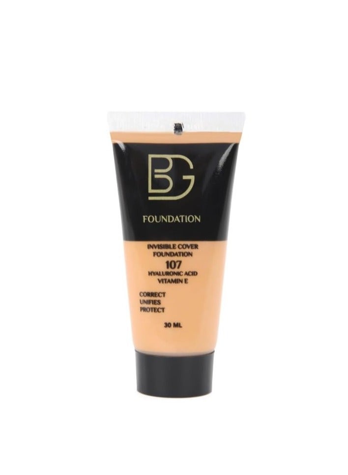 BG Liquid Foundation – Shade 107 – 30ml – Full Coverage with Matte Finish – Lightweight & Long-Lasting – Suitable for All Skin Tones