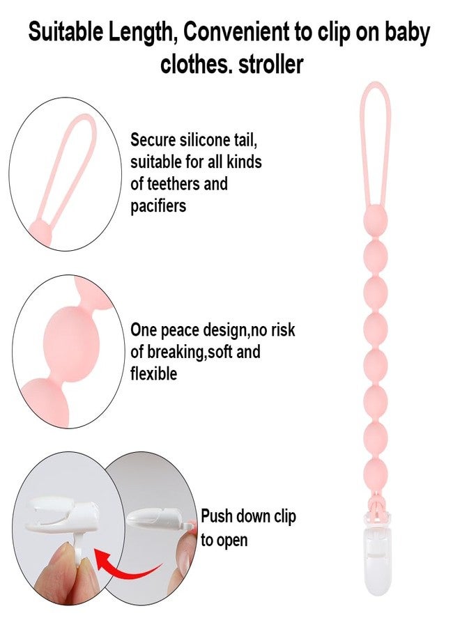 AmazingM Baby Food Grade Silicone Teether Toy with One Piece Design Pacifier Clip Holder,Teething Pain Relief Toys Gift Set for 3 Months+ Boys and Girls,Freezer Safe,BPA Free. (Pink Elephant) - Image 4