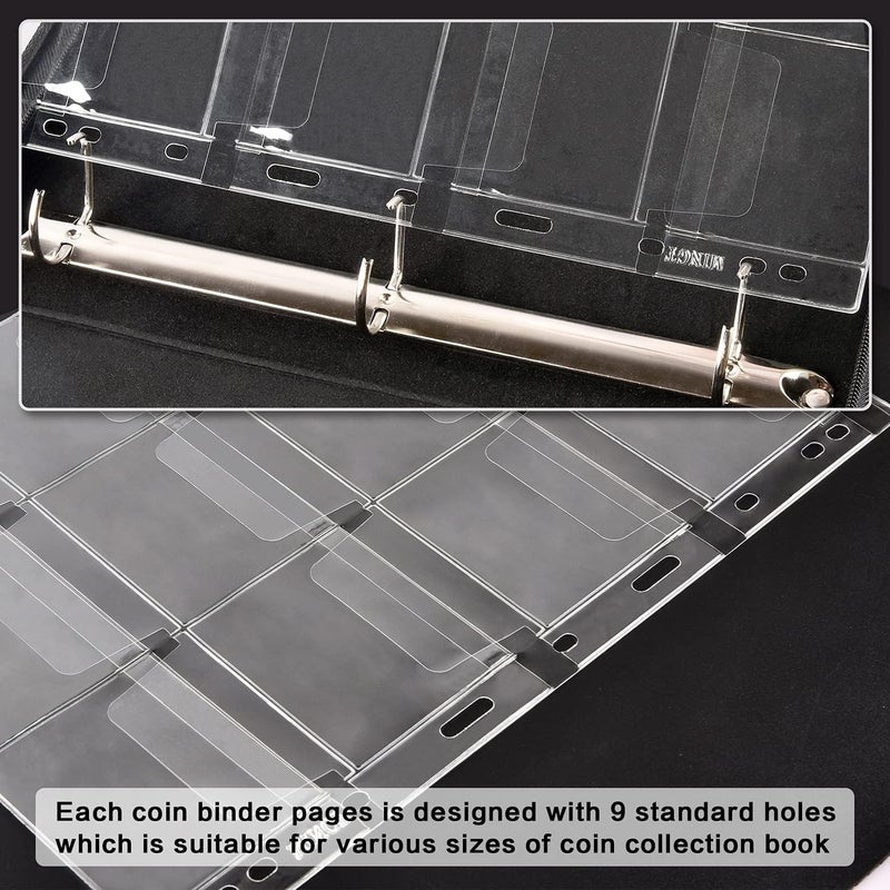 ANKHOH 12 Sheets Coin Collection Supplies Pages, Coins Collecting Book Album Protectors Sleeves with Standard 9 Hole for Coin Binder, Currency Holder Storage for Pennies, Quarters, Stamp Supply (12 Pocket) - Image 5