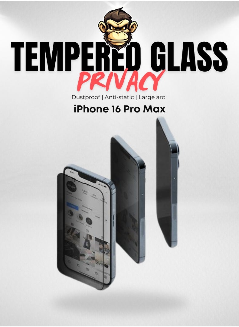 Belking iPhone 16 Pro Max Privacy Screen Protector - 9H Tempered Glass, Anti-Spy, Full Coverage, Case-Friendly  - Image 1