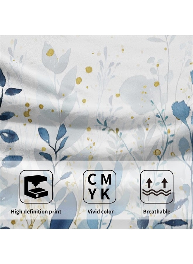 Giwawa Blue Leaves Hand Towels Botanical Leaf Decorative Fingertip Face Towels Set of 2 Soft Absorbent Dish Towels for Hotel Kitchen Bathroom - Image 3