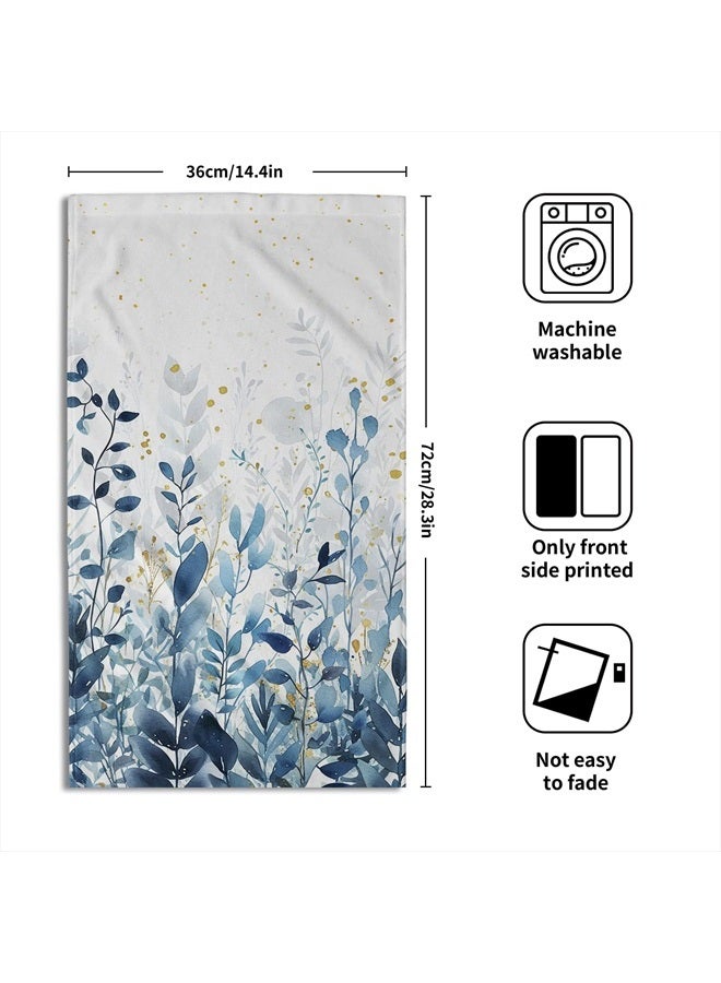 Giwawa Blue Leaves Hand Towels Botanical Leaf Decorative Fingertip Face Towels Set of 2 Soft Absorbent Dish Towels for Hotel Kitchen Bathroom - Image 2