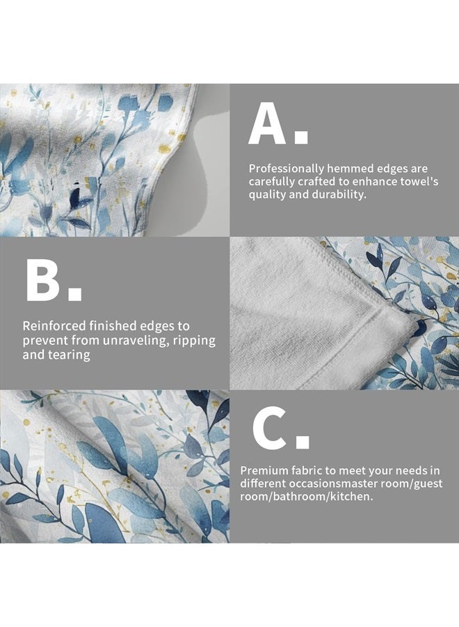 Giwawa Blue Leaves Hand Towels Botanical Leaf Decorative Fingertip Face Towels Set of 2 Soft Absorbent Dish Towels for Hotel Kitchen Bathroom - Image 5