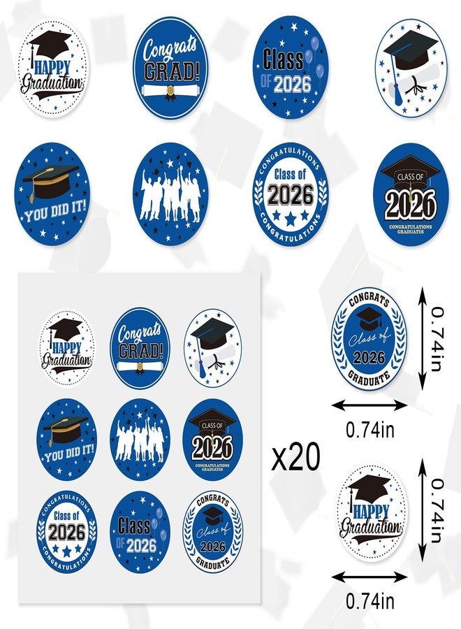 Habbiful 180 PCS Graduation Stickers Class of 2026 Candy Drops Labels Stickers for Chocolate Kisses Candy Sticker for 2026 Graduation Party Favors,Blue - Image 3