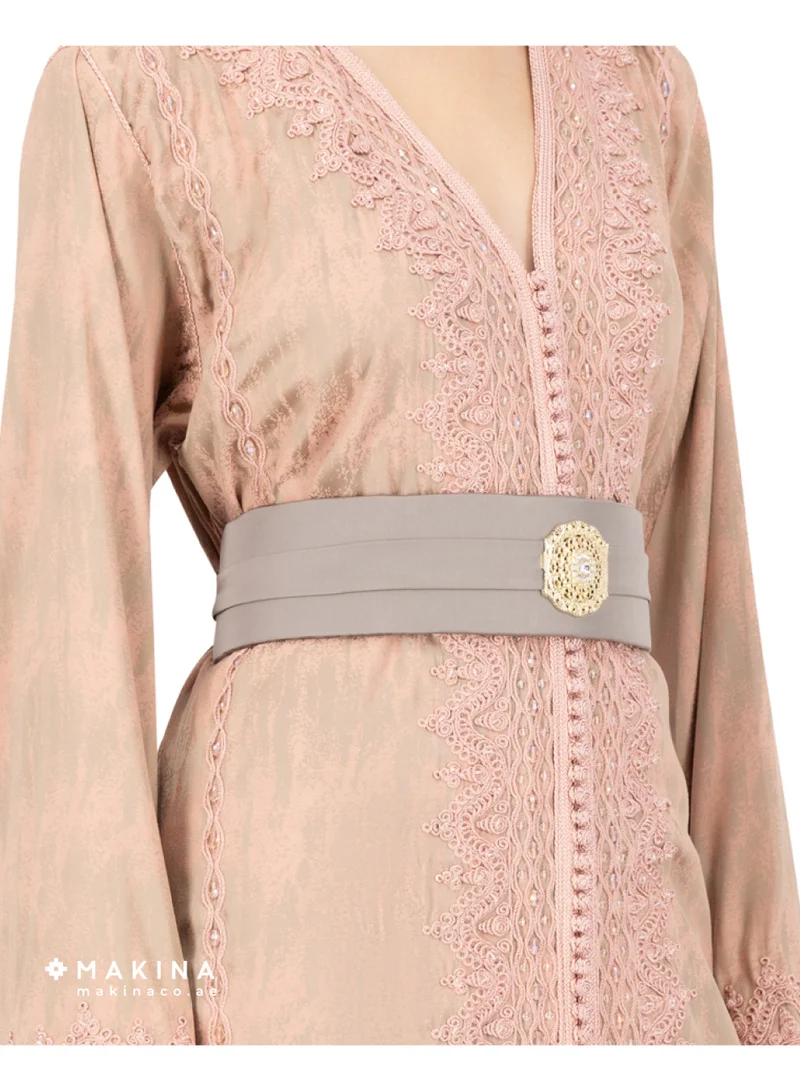 MAKINA  A Royal Moroccan Kaftan Cotton Crepe, pink for Women | Best Price UAE